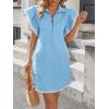 imageCicy Bell Womens Ruffle Cap Sleeve Sweatshirt Dress Summer Oversized V Neck Quarter Zip Mini Dresses Casual Vacation OutfitsSky Blue