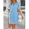 imageCicy Bell Womens Ruffle Cap Sleeve Sweatshirt Dress Summer Oversized V Neck Quarter Zip Mini Dresses Casual Vacation OutfitsSky Blue