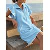 imageCicy Bell Womens Ruffle Cap Sleeve Sweatshirt Dress Summer Oversized V Neck Quarter Zip Mini Dresses Casual Vacation OutfitsSky Blue