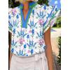 imageCicy Bell Womens Ruffle Cap Sleeve Tops Color Block V Neck Dressy Casual Blouses Summer Pleated Loose Fit ShirtsBlue Print