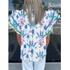 imageCicy Bell Womens Ruffle Cap Sleeve Tops Color Block V Neck Dressy Casual Blouses Summer Pleated Loose Fit ShirtsBlue Print