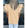 imageCicy Bell Womens Ruffle Cap Sleeve Tops Color Block V Neck Dressy Casual Blouses Summer Pleated Loose Fit ShirtsCamel Beige