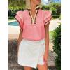 imageCicy Bell Womens Ruffle Cap Sleeve Tops Color Block V Neck Dressy Casual Blouses Summer Pleated Loose Fit ShirtsPink Leopard Print