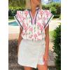 imageCicy Bell Womens Ruffle Cap Sleeve Tops Color Block V Neck Dressy Casual Blouses Summer Pleated Loose Fit ShirtsPink Print