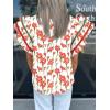 imageCicy Bell Womens Ruffle Cap Sleeve Tops Color Block V Neck Dressy Casual Blouses Summer Pleated Loose Fit ShirtsRed Print
