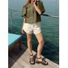 imageCicy Bell Womens Silk Satin Button Down Shirts Summer Puff Short Sleeve Crew Neck Crop Tops Loose Fit Casual Dressy BlouseArmy Green