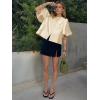 imageCicy Bell Womens Silk Satin Button Down Shirts Summer Puff Short Sleeve Crew Neck Crop Tops Loose Fit Casual Dressy BlouseChampagne