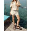 imageCicy Bell Womens Silk Satin Button Down Shirts Summer Puff Short Sleeve Crew Neck Crop Tops Loose Fit Casual Dressy BlouseChampagne