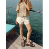 imageCicy Bell Womens Silk Satin Button Down Shirts Summer Puff Short Sleeve Crew Neck Crop Tops Loose Fit Casual Dressy BlouseKhaki