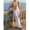 imageCicy Bell Womens Silk Satin Button Down Shirts Summer Puff Short Sleeve Crew Neck Crop Tops Loose Fit Casual Dressy BlouseKhaki