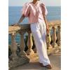 imageCicy Bell Womens Silk Satin Button Down Shirts Summer Puff Short Sleeve Crew Neck Crop Tops Loose Fit Casual Dressy BlousePink