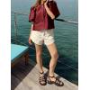imageCicy Bell Womens Silk Satin Button Down Shirts Summer Puff Short Sleeve Crew Neck Crop Tops Loose Fit Casual Dressy BlouseRed