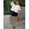 imageCicy Bell Womens Silk Satin Button Down Shirts Summer Puff Short Sleeve Crew Neck Crop Tops Loose Fit Casual Dressy BlouseWhite