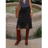 imageCicy Bell Womens Silk Satin Midi Skirts Casual Dressy Lace Hem High Waisted ALine Skirt Elegant Party Cocktail OutfitBlack
