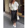 imageCicy Bell Womens Silk Satin Midi Skirts Casual Dressy Lace Hem High Waisted ALine Skirt Elegant Party Cocktail OutfitBlack
