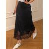 imageCicy Bell Womens Silk Satin Midi Skirts Casual Dressy Lace Hem High Waisted ALine Skirt Elegant Party Cocktail OutfitBlack