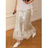 imageCicy Bell Womens Silk Satin Midi Skirts Casual Dressy Lace Hem High Waisted ALine Skirt Elegant Party Cocktail OutfitChampagne
