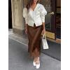 imageCicy Bell Womens Silk Satin Midi Skirts Casual Dressy Lace Hem High Waisted ALine Skirt Elegant Party Cocktail OutfitCoffee