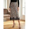 imageCicy Bell Womens Silk Satin Midi Skirts Casual Dressy Lace Hem High Waisted ALine Skirt Elegant Party Cocktail OutfitLeopard