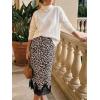 imageCicy Bell Womens Silk Satin Midi Skirts Casual Dressy Lace Hem High Waisted ALine Skirt Elegant Party Cocktail OutfitLeopard