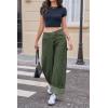 imageCicy Bell Womens Striped Wide Leg Jeans Baggy Boyfriend High Waisted Cuffed Denim Pants with PocketsArmy Green