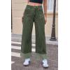 imageCicy Bell Womens Striped Wide Leg Jeans Baggy Boyfriend High Waisted Cuffed Denim Pants with PocketsArmy Green
