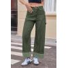 imageCicy Bell Womens Striped Wide Leg Jeans Baggy Boyfriend High Waisted Cuffed Denim Pants with PocketsArmy Green