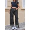 imageCicy Bell Womens Striped Wide Leg Jeans Baggy Boyfriend High Waisted Cuffed Denim Pants with PocketsBlack