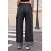imageCicy Bell Womens Striped Wide Leg Jeans Baggy Boyfriend High Waisted Cuffed Denim Pants with PocketsBlack