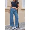 imageCicy Bell Womens Striped Wide Leg Jeans Baggy Boyfriend High Waisted Cuffed Denim Pants with PocketsBlue