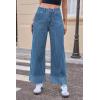 imageCicy Bell Womens Striped Wide Leg Jeans Baggy Boyfriend High Waisted Cuffed Denim Pants with PocketsBlue