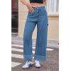 imageCicy Bell Womens Striped Wide Leg Jeans Baggy Boyfriend High Waisted Cuffed Denim Pants with PocketsBlue