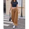 imageCicy Bell Womens Striped Wide Leg Jeans Baggy Boyfriend High Waisted Cuffed Denim Pants with PocketsBrown