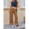 imageCicy Bell Womens Striped Wide Leg Jeans Baggy Boyfriend High Waisted Cuffed Denim Pants with PocketsBrown