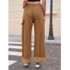 imageCicy Bell Womens Striped Wide Leg Jeans Baggy Boyfriend High Waisted Cuffed Denim Pants with PocketsBrown