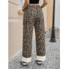 imageCicy Bell Womens Striped Wide Leg Jeans Baggy Boyfriend High Waisted Cuffed Denim Pants with PocketsBrown Leopard Print