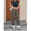 imageCicy Bell Womens Striped Wide Leg Jeans Baggy Boyfriend High Waisted Cuffed Denim Pants with PocketsBrown Leopard Print
