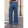 imageCicy Bell Womens Striped Wide Leg Jeans Baggy Boyfriend High Waisted Cuffed Denim Pants with PocketsDark Blue