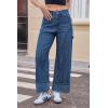 imageCicy Bell Womens Striped Wide Leg Jeans Baggy Boyfriend High Waisted Cuffed Denim Pants with PocketsDark Blue