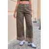 imageCicy Bell Womens Striped Wide Leg Jeans Baggy Boyfriend High Waisted Cuffed Denim Pants with PocketsLeopard