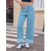 imageCicy Bell Womens Striped Wide Leg Jeans Baggy Boyfriend High Waisted Cuffed Denim Pants with PocketsLight Blue