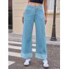 imageCicy Bell Womens Striped Wide Leg Jeans Baggy Boyfriend High Waisted Cuffed Denim Pants with PocketsLight Blue
