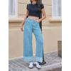 imageCicy Bell Womens Striped Wide Leg Jeans Baggy Boyfriend High Waisted Cuffed Denim Pants with PocketsLight Blue