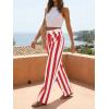 imageCicy Bell Womens Striped Wide Leg Jeans High Waisted Baggy Summer Casual Trendy Cotton Denim Pants with PocketsRed