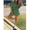 imageCicy Bell Womens Summer 2 Piece Short Sets Puff Sleeve Cropped Tops and Shorts Casual Loose Outfits Comfy Lounge SetsDeep Green