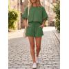 imageCicy Bell Womens Summer 2 Piece Short Sets Puff Sleeve Cropped Tops and Shorts Casual Loose Outfits Comfy Lounge SetsDeep Green