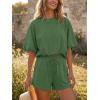 imageCicy Bell Womens Summer 2 Piece Short Sets Puff Sleeve Cropped Tops and Shorts Casual Loose Outfits Comfy Lounge SetsDeep Green