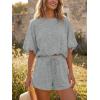 imageCicy Bell Womens Summer 2 Piece Short Sets Puff Sleeve Cropped Tops and Shorts Casual Loose Outfits Comfy Lounge SetsGray