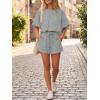 imageCicy Bell Womens Summer 2 Piece Short Sets Puff Sleeve Cropped Tops and Shorts Casual Loose Outfits Comfy Lounge SetsGray