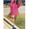 imageCicy Bell Womens Summer 2 Piece Short Sets Puff Sleeve Cropped Tops and Shorts Casual Loose Outfits Comfy Lounge SetsRose Red